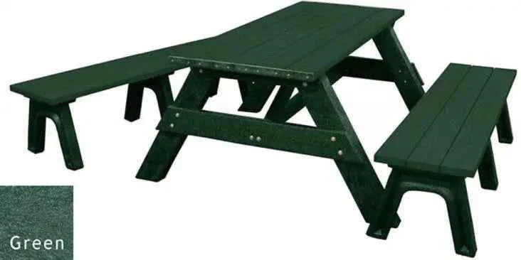 Deluxe Recycled Picnic Table with Detached Benches - Eco-Friendly Outdoor Seating