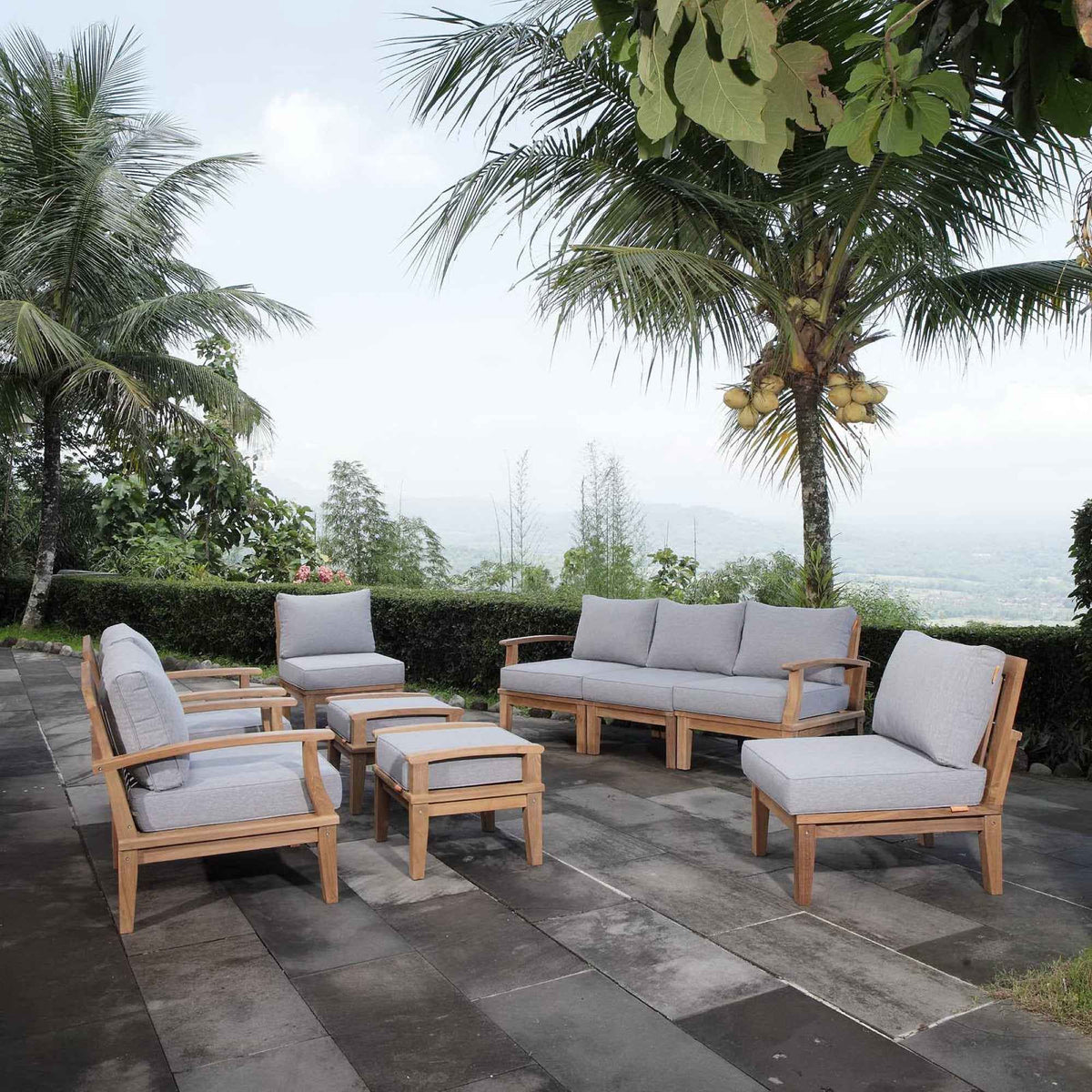 Juego de salón de exterior Patio Elegance - Colección Marina de 9 piezas de teca de Modway