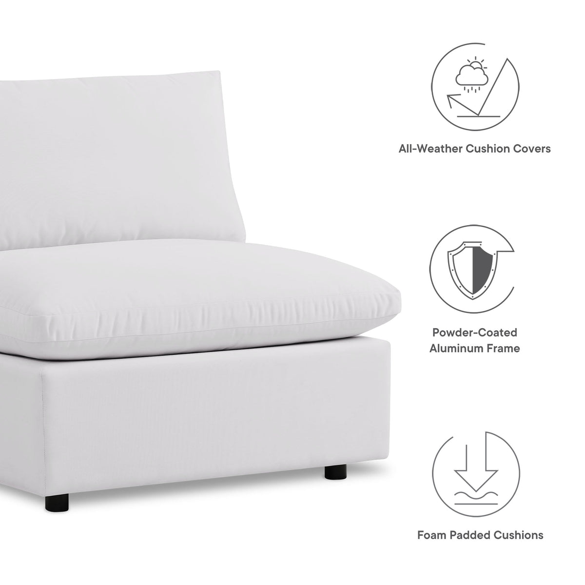 Juego de sofá seccional para exteriores Patio Elegance de Modway – Elegantes muebles de 5 piezas para patios