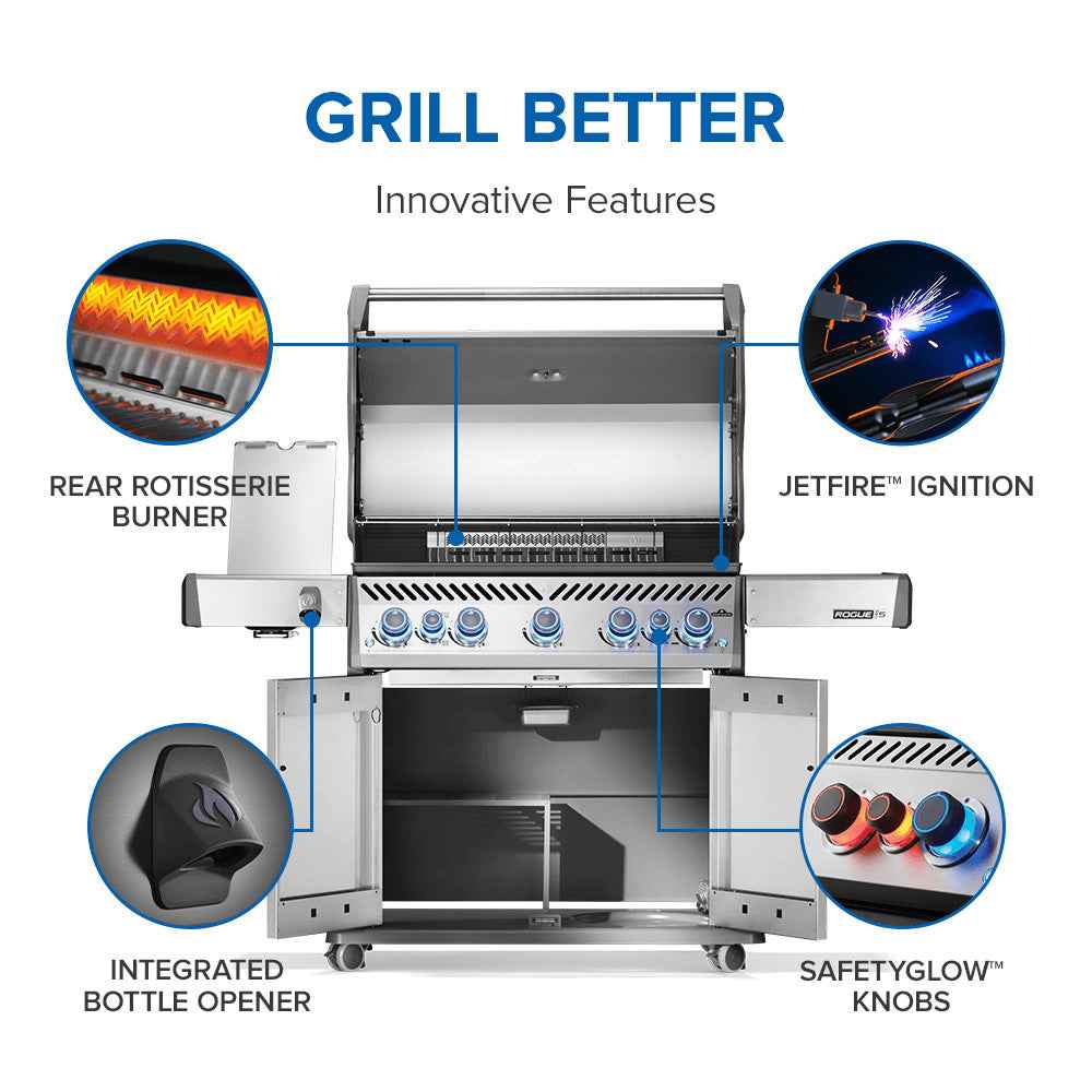 Patio Elegance Parrilla de gas Rogue PRO-S 625 RSIB con quemadores laterales y traseros infrarrojos