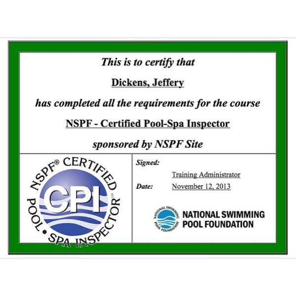 Certified Pool Inspector - Get a Pool Inspection!
