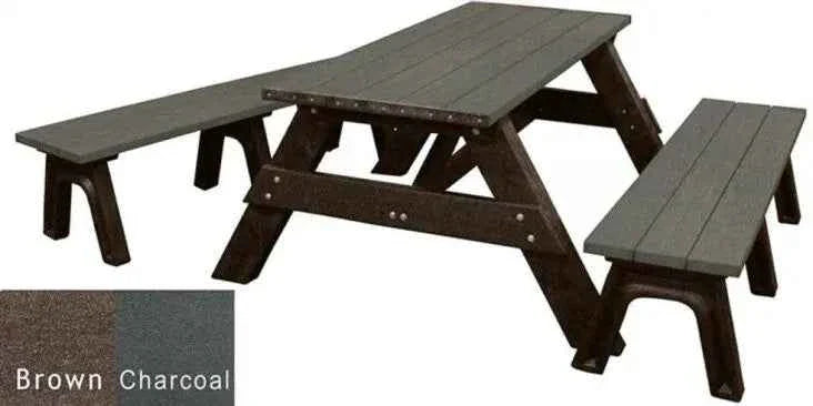 Deluxe Recycled Picnic Table with Detached Benches - Eco-Friendly Outdoor Seating