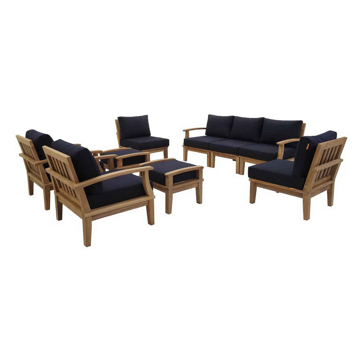 Juego de salón de exterior Patio Elegance - Colección Marina de 9 piezas de teca de Modway