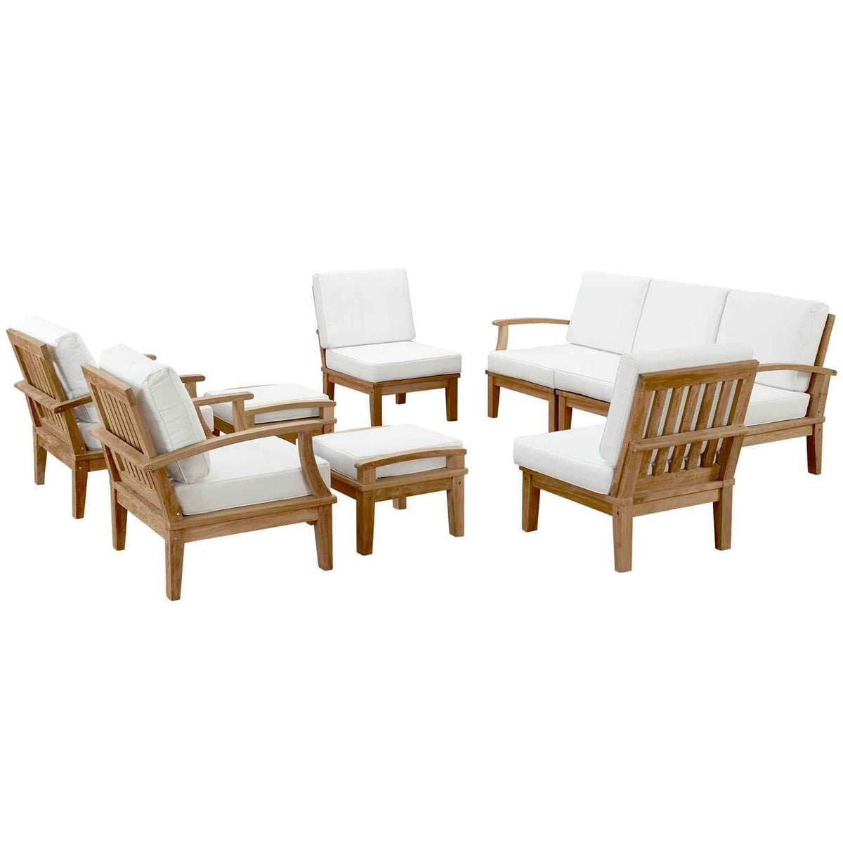 Juego de salón de exterior Patio Elegance - Colección Marina de 9 piezas de teca de Modway