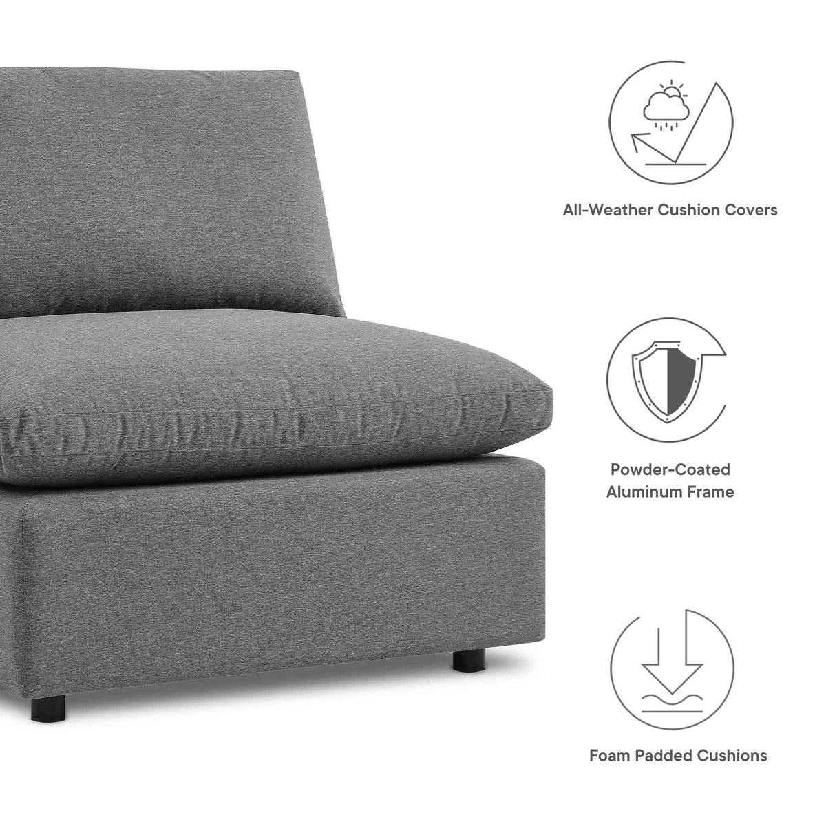 Juego de sofá seccional para exteriores Patio Elegance de Modway – Elegantes muebles de 5 piezas para patios