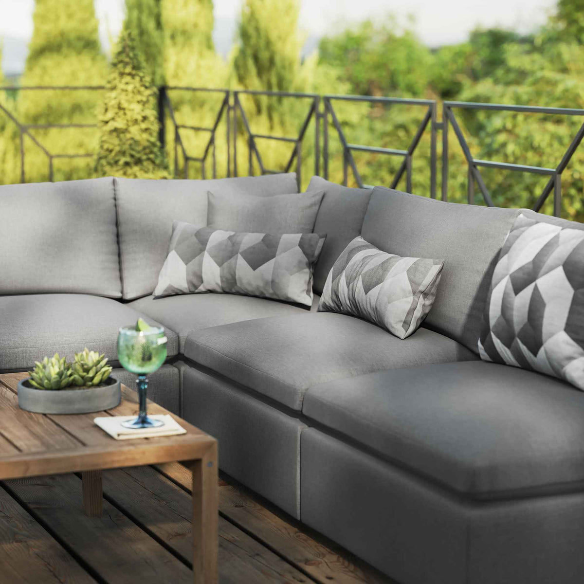 Juego de sofá seccional para exteriores Patio Elegance de Modway – Elegantes muebles de 5 piezas para patios