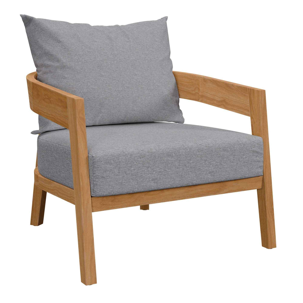 Juego de patio exterior Modway Brisbane - Muebles de teca grises de 3 piezas para patios elegantes