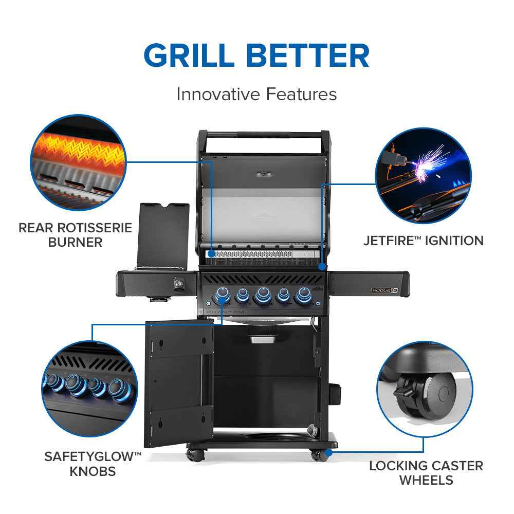 Parrilla a gas Patio Elegance Phantom Rogue PRO-S 425 RSIB con quemadores infrarrojos laterales y traseros